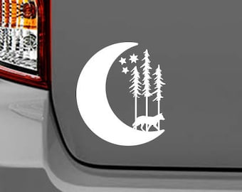 Wolf moon sticker, decal, your choice of color