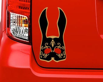 Gold and black bunny/rabbit mask vinyl decal, sticker