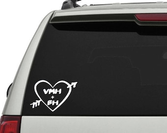 Custom Heart with initials vinyl decal, sticker