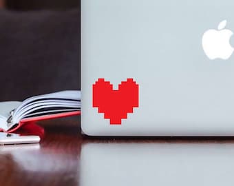 8 bit Heart sticker, decal, your choice of color and size