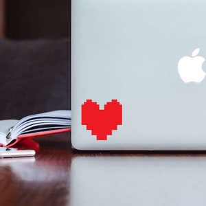8 bit Heart sticker, decal, your choice of color and size image 1