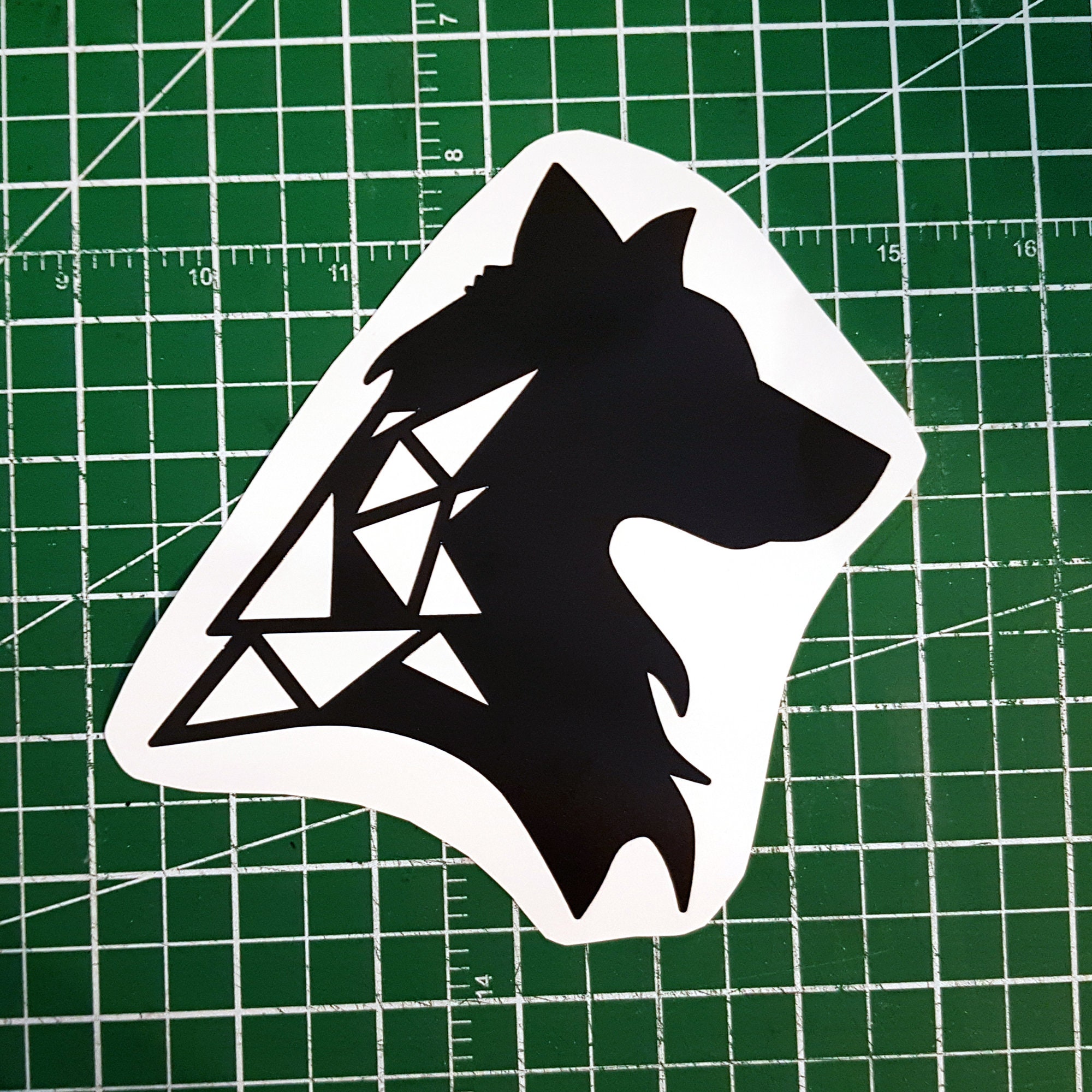 Geometric wolf silhouette sticker decal your choice of color Etsy