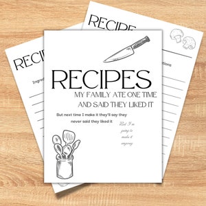 Folha de rosto do fichário de receitas e livro de receitas para impressão