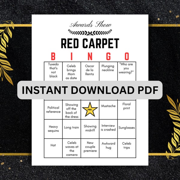 Awards Show Red Carpet Bingo