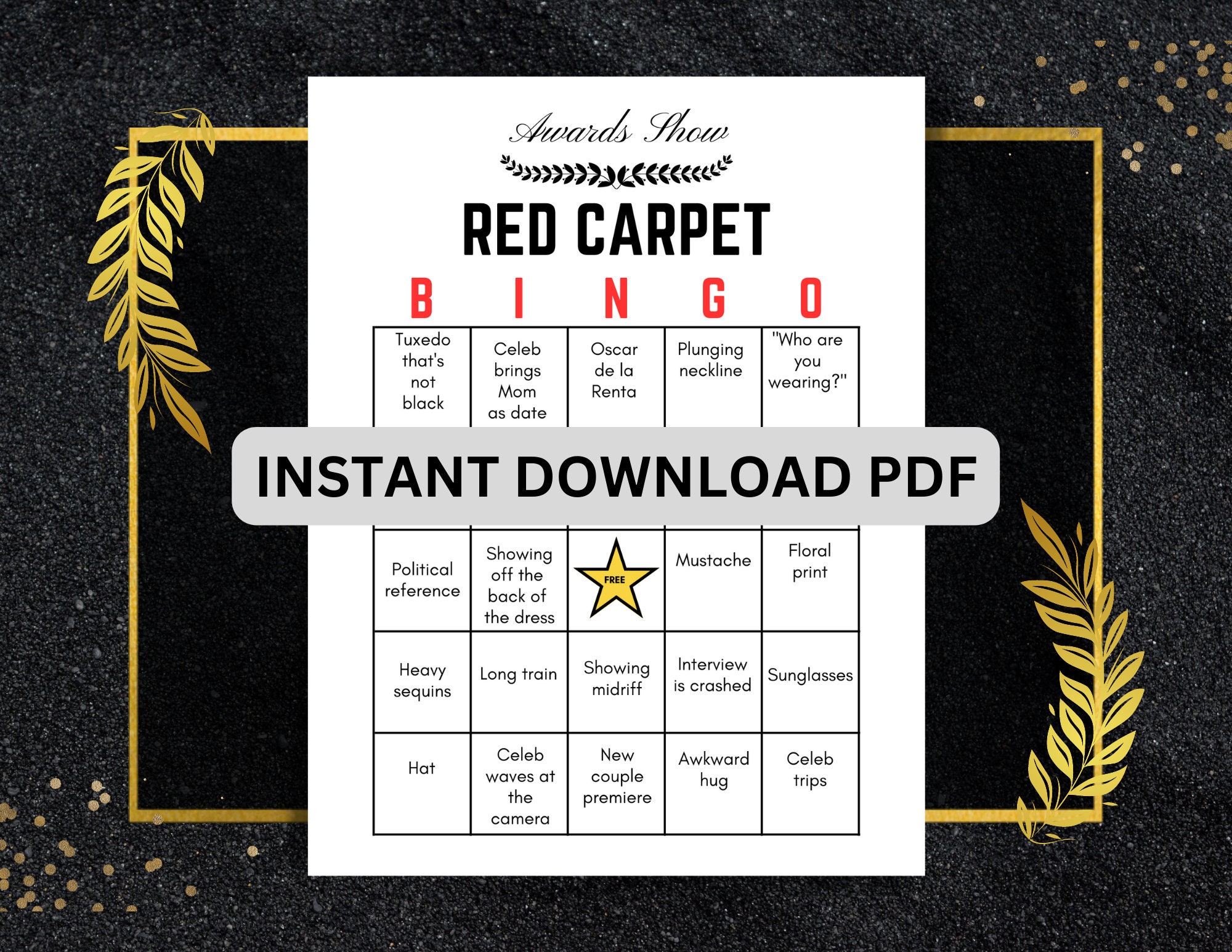 Awards Show Red Carpet Bingo (Download Now) - Etsy
