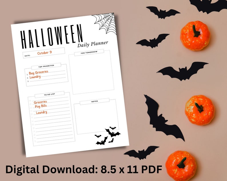 Halloween Daily Planner Printable Holiday Digital Download PDF - Etsy
