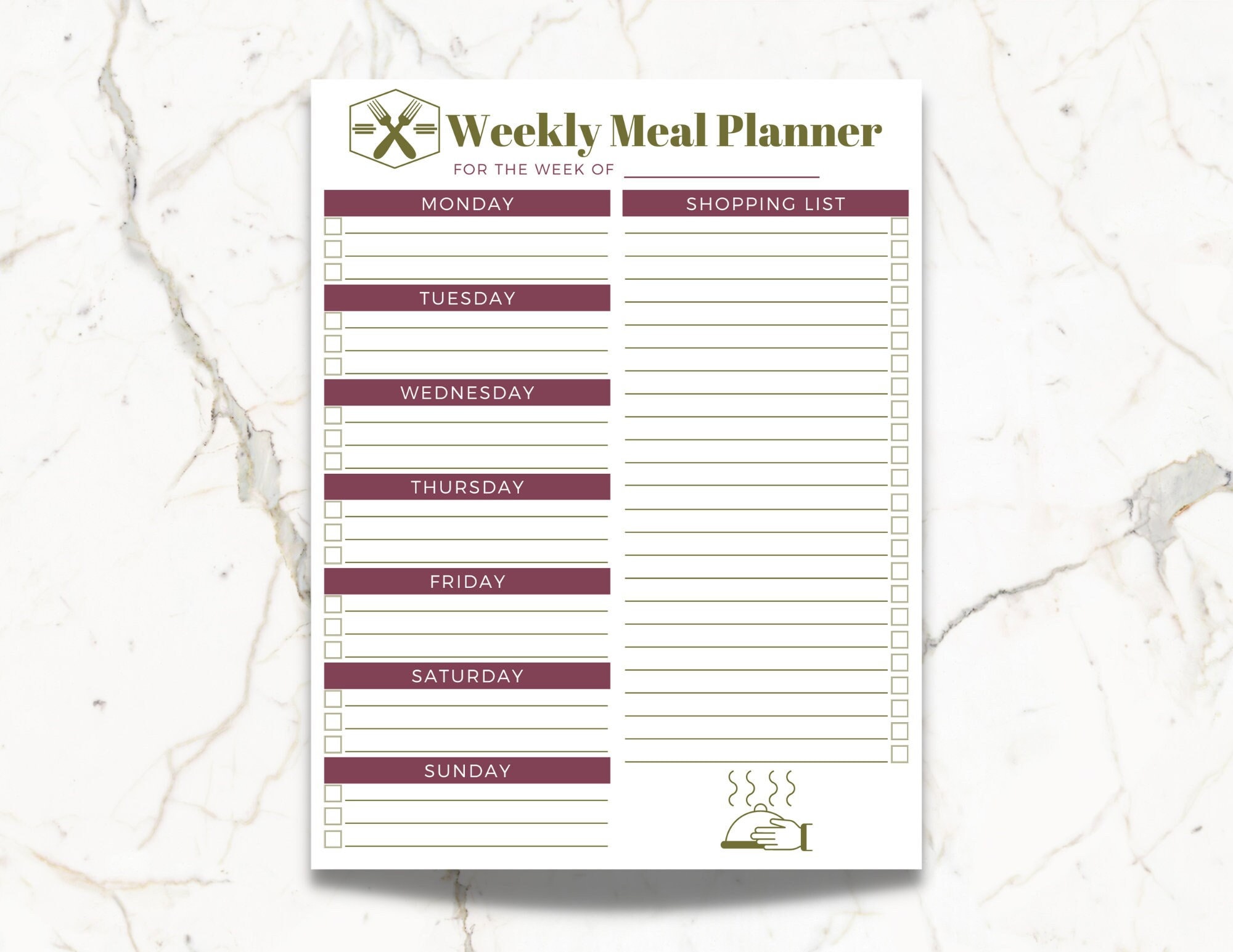 Weekly Meal Planner Printable - Etsy