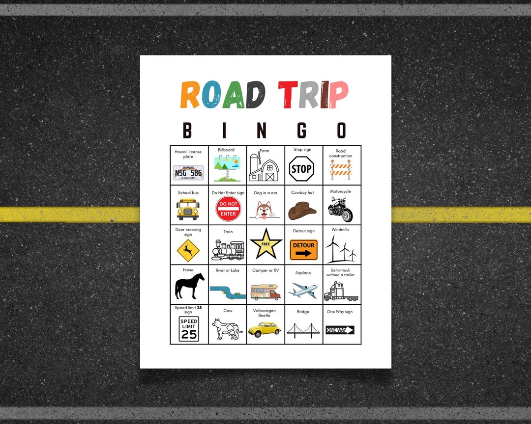 Road Trip Bingo Printable for Kids Car Game Family Fun - Etsy