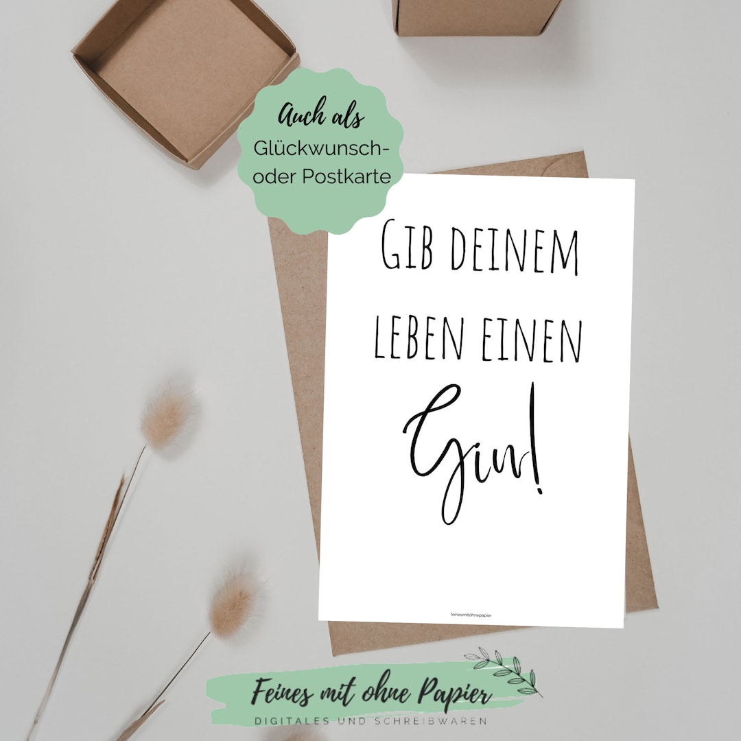 Karte / Poster gib Deinem Leben Einen Gin 2 DIN Etsy