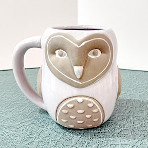 Vintage Cracker Barrel Stoneware Owl Mug, Ceramic Figurative Owl Coffee Tea Mug