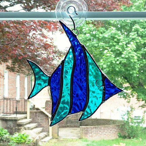 Stained Glass Fish Suncatcher Angel Fish Tropical Fish Etsy Uk Stained Glass Fish Suncatcher Angel Fish Tropical Fish Etsy Uk