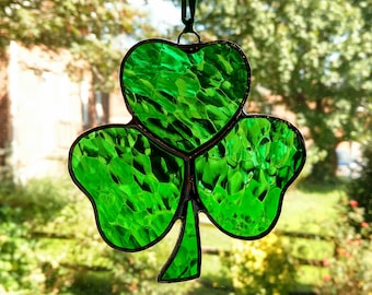 Shamrock Stained Glass Suncatcher, Irish Decor, Green Clover, St. Patrick's Day Decoration, Irish Gift