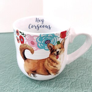 Vintage Hey Gorgeous Corgi Dog Ceramic Mug