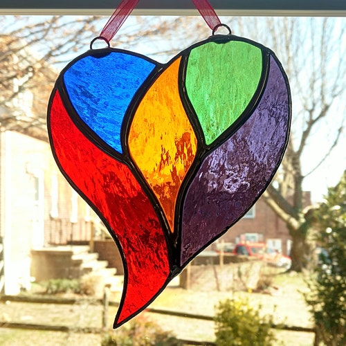 Heart Stained Glass Suncatcher Etsy