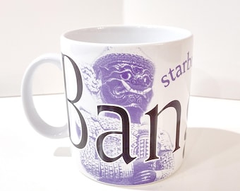 Vintage 2001 Starbucks Bangkok City Mug Collector Series, Thailand Purple and Black Coffee Mug