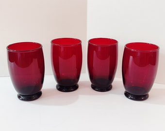 Vintage Anchor Hocking Baltic Ruby Red Goblets, Set of 4