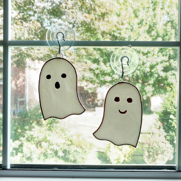 Atrapasol de vitral fantasma, decoración de ventana de Halloween