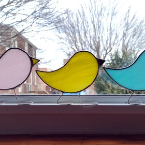 Stained Glass Bird Suncatcher, Standing Glass Bird, Blue Bird, Partridge, Bird Art, Bird Lover Gift, Red Bird, Easter Chick, Yellow Bird image 4