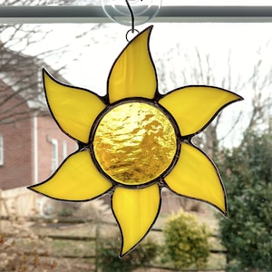 Stained Glass Sun Suncatcher, Sun Ornament, Sunshine, Mothers Day Gift, Summer Gift, Celestial Decor