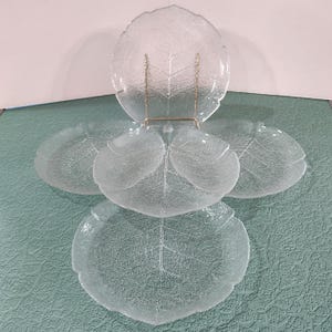 Vintage Arcoroc Aspen Leaf Salad Plates, Set of Five