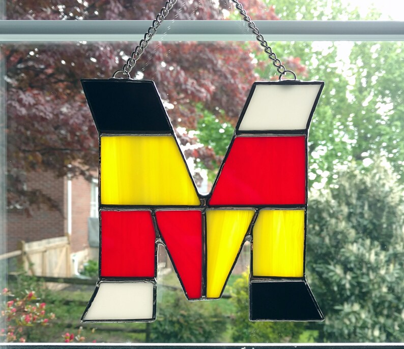 Maryland Flag Inicial M Vidrieras Suncatcher, Maryland Gift, Maryland Decor, University of Maryland Gift, Graduation Gift, UMD Alumni