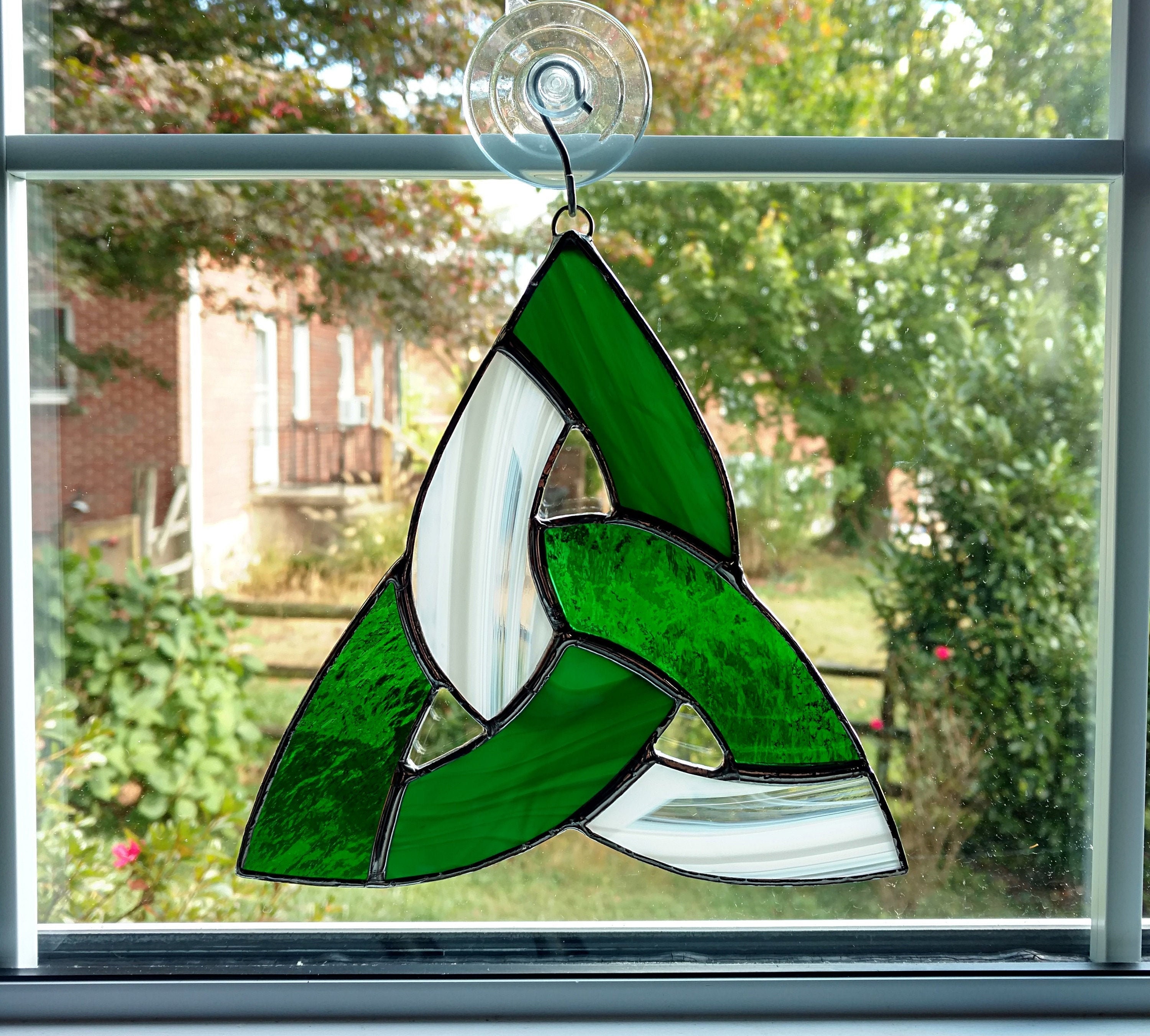 Celtic Knot Stained Glass Suncatcher Irish Decor Trinity Etsy