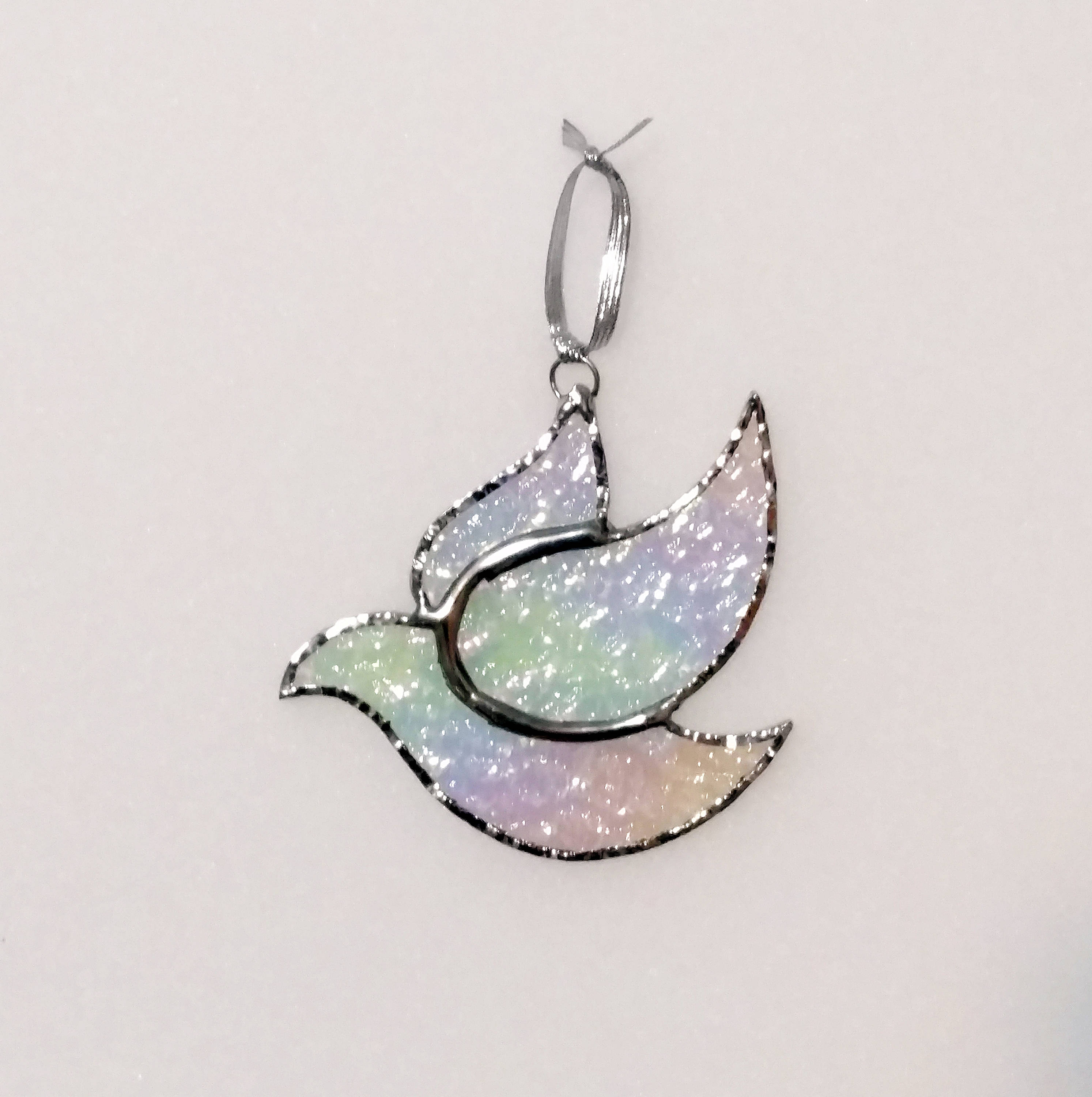 Stained Glass Dove Suncatcher, Iridescent Glass, Dove Christmas Tree ...