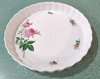 Vintage Christineholm Rose Quiche Pie Plate Dish
