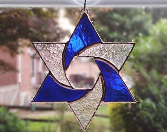 Stained Glass Star Suncatcher, Star of David, Hanukkah Gift, Jewish Decor, Jewish Star, Magen David, Religious Decor, Star Ornament