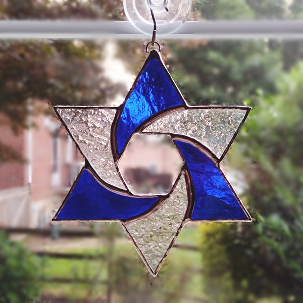 Stained Glass Star Suncatcher, Star of David, Hanukkah Gift, Jewish Decor, Jewish Star, Magen David, Religious Decor, Star Ornament