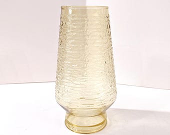 Vintage Anchor Hocking Soreno Gold Amber Glass Hurricane Candle Chimney, Textured Bark Glass Oil Lamp Globe