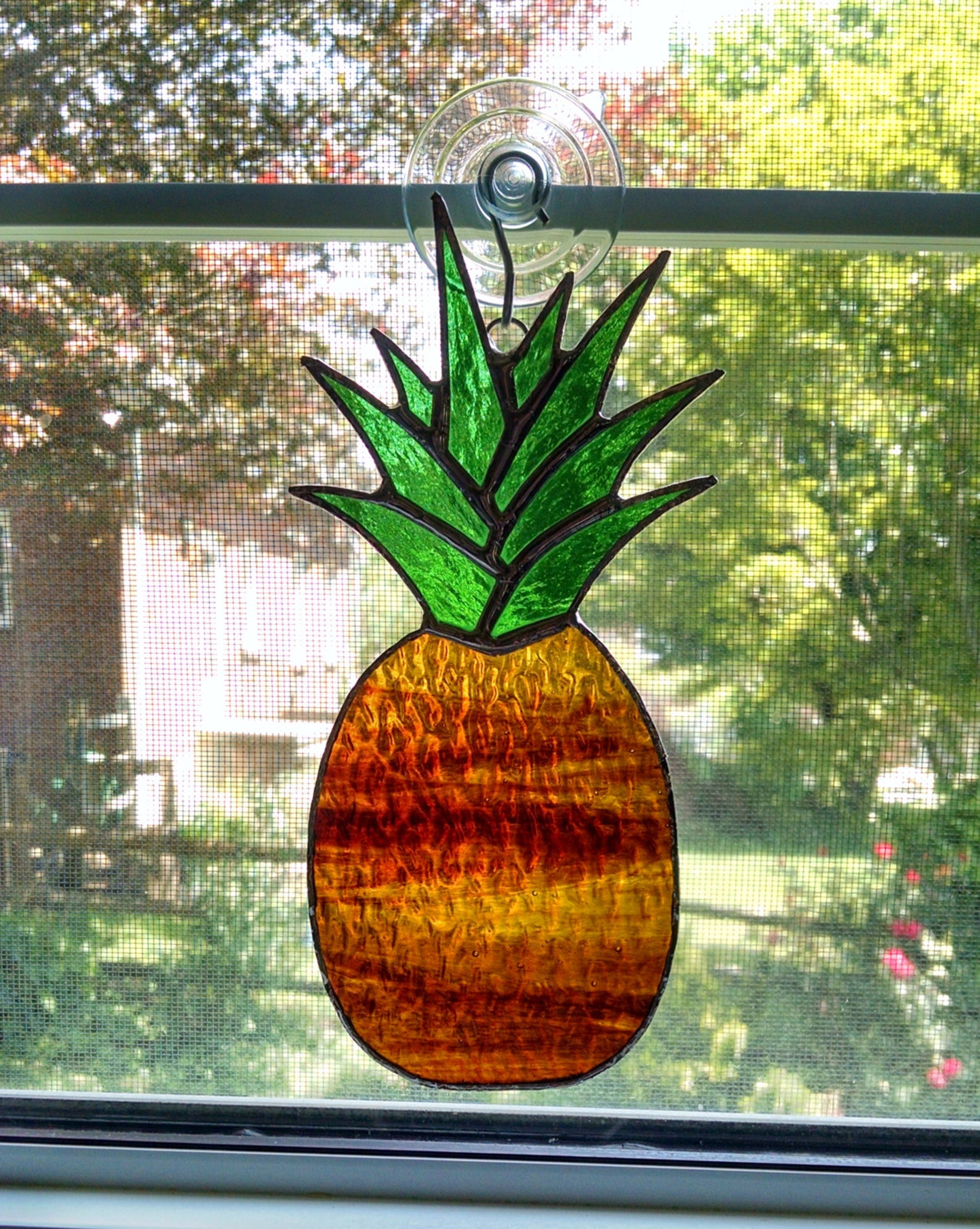 Pineapple Stained Glass Suncatcher Pineapple Ornament Etsy