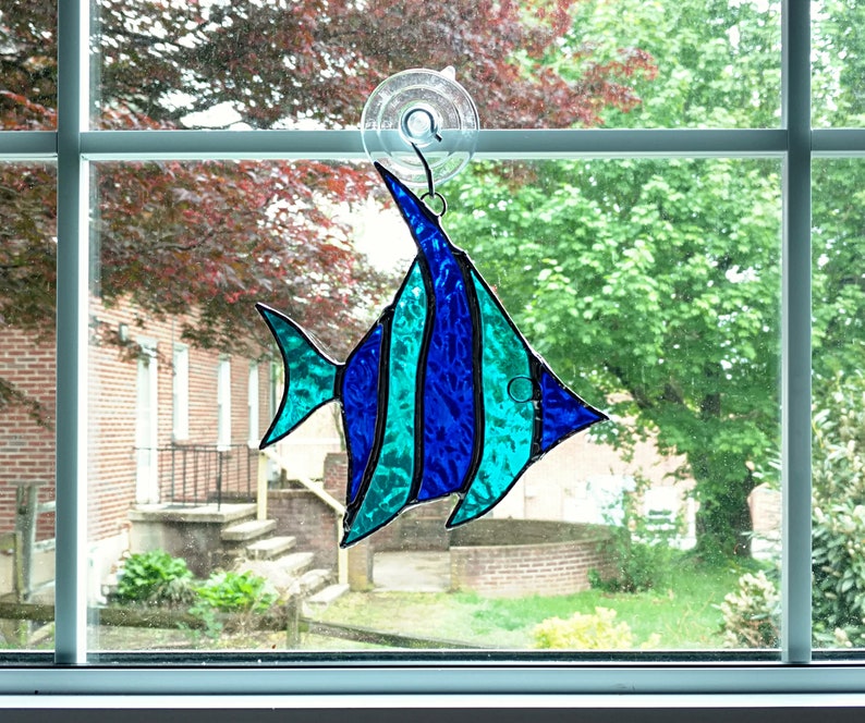 Stained Glass Fish Suncatcher Angel Fish Tropical Fish Etsy
