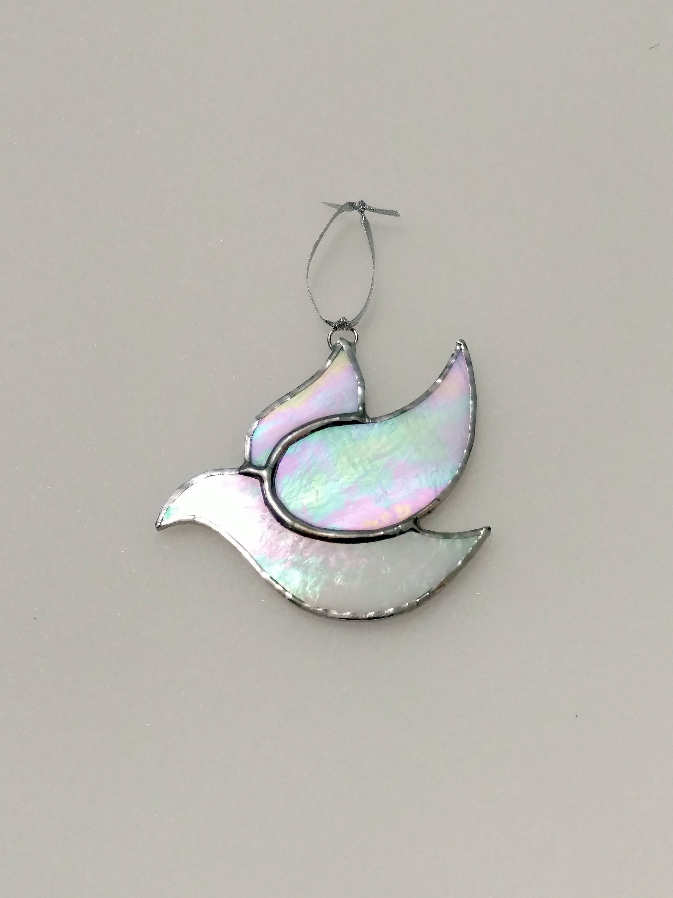 Stained Glass Dove Suncatcher, Iridescent Glass, Dove Christmas Tree ...