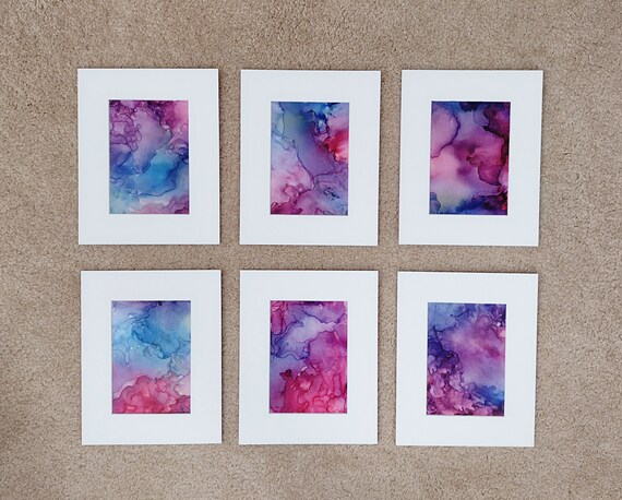Alcohol Ink Painting Set Of Six Original Abstract Paintings Alcohol Ink Painting Set Of Six, How To Clean A Chandelier With Alcohol Ink