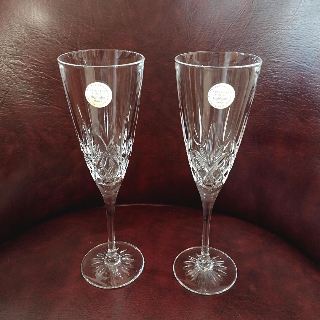 Vintage NEW Princess House Highlights Crystal Champagne Glasses, Set of ...