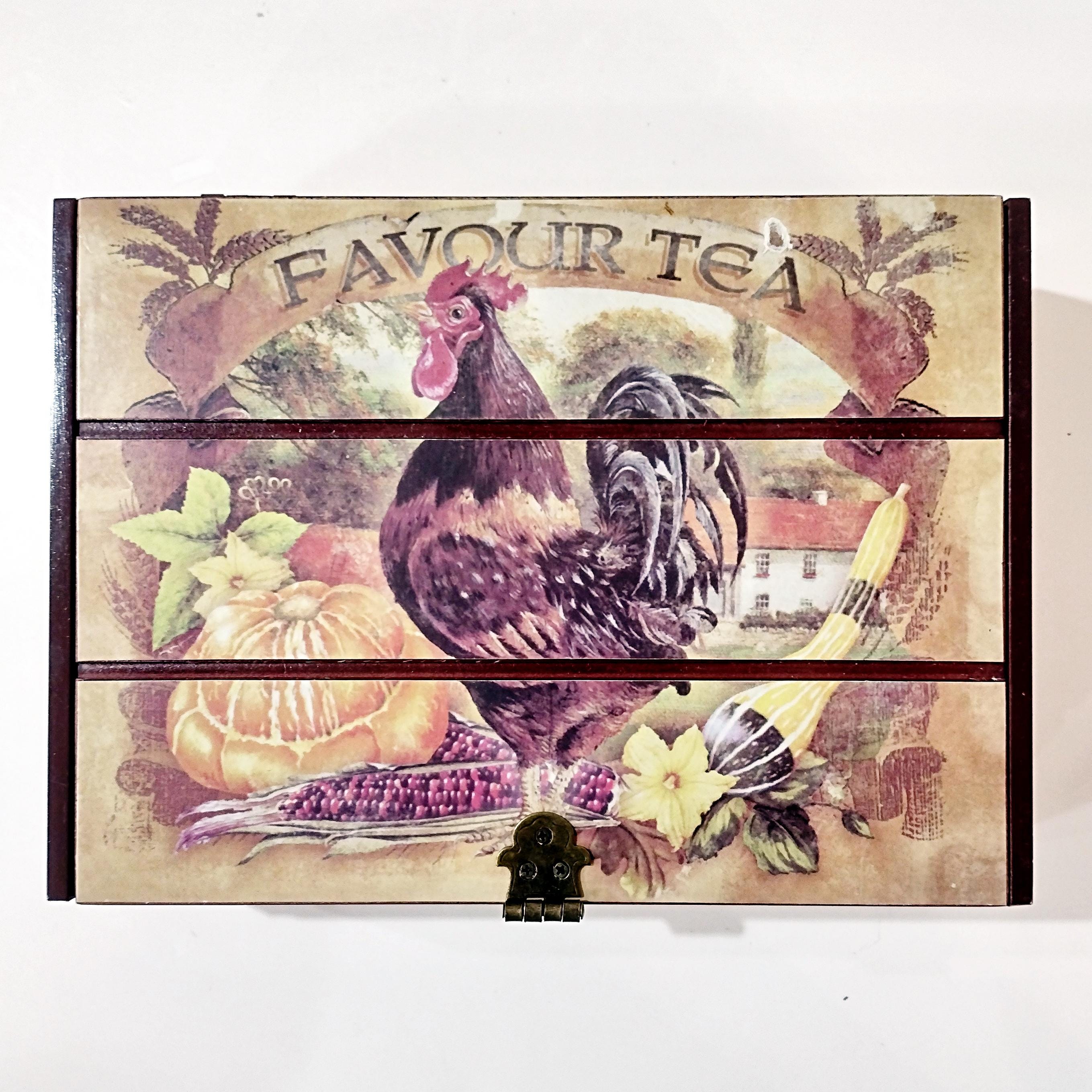 Vintage Bentley's Fine Teas Divided Storage Box With Rooster Chicken ...