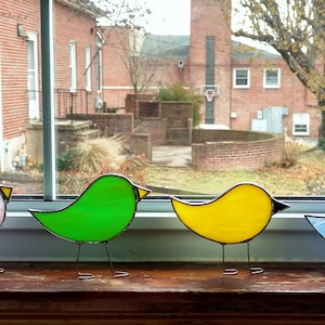 Stained Glass Bird Suncatcher, Standing Glass Bird, Blue Bird, Partridge, Bird Art, Bird Lover Gift, Red Bird, Easter Chick, Yellow Bird image 6