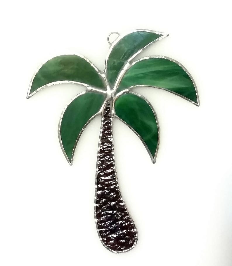 Palm Tree Stained Glass Suncatcher Beach Decor Island Etsy