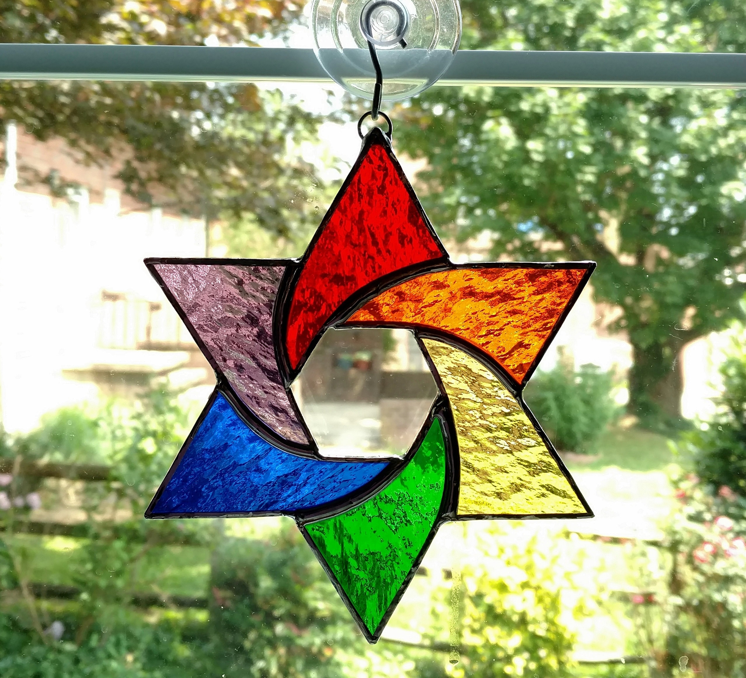 Rainbow Stained Glass Star Suncatcher Star of David Hanukkah Etsy