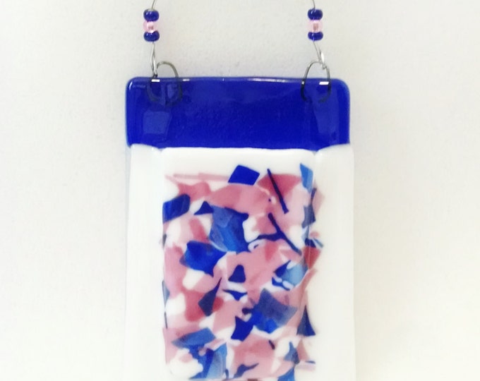 Fused Glass Wall Vase Pocket Vase Pink and Blue Confetti Etsy