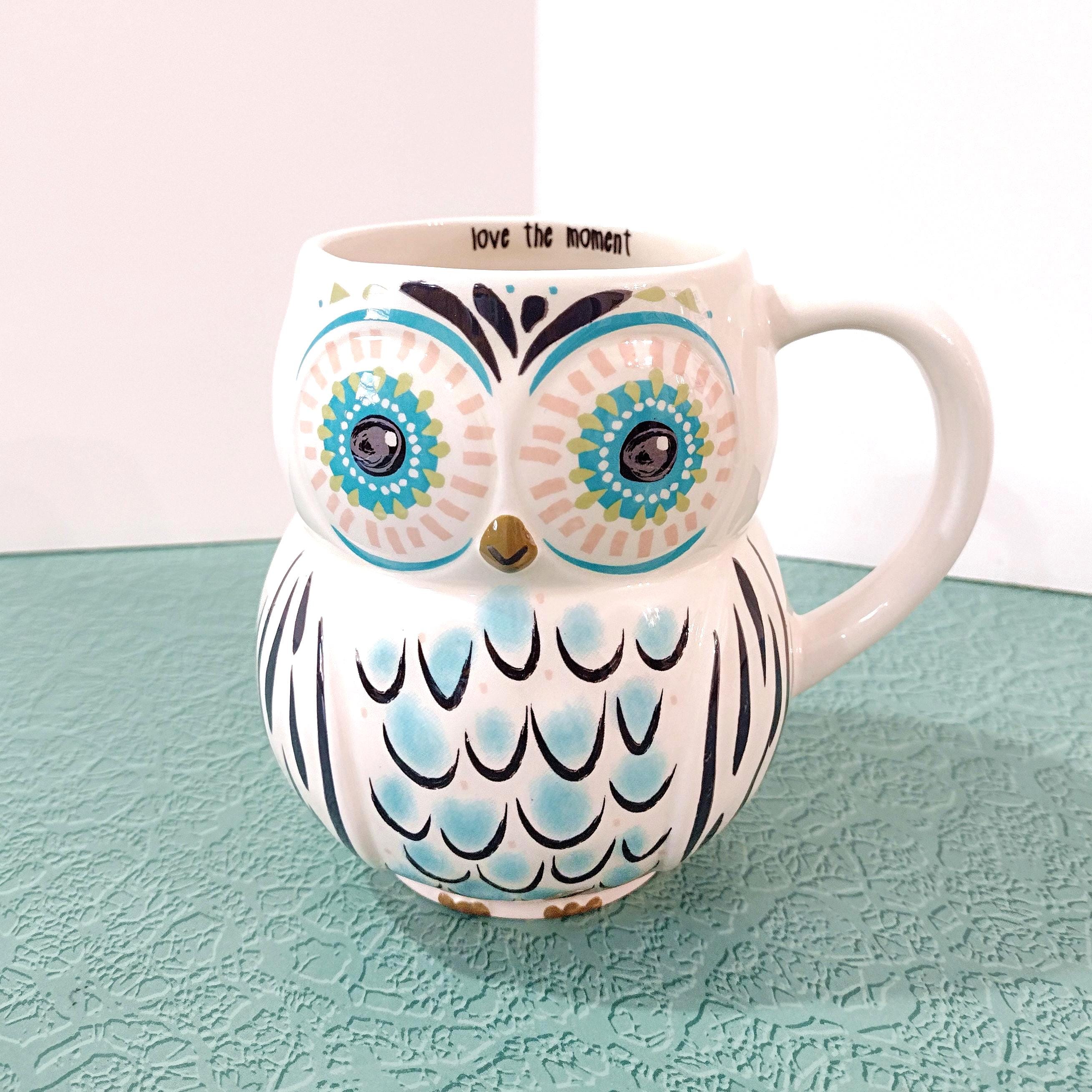 Vintage Owl Ceramic Coffee Tea Mug, Love the Moment Natural Life Owl Mug