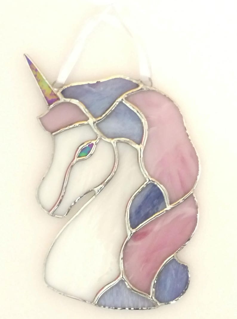 stained glass unicorn suncatcher unicorn decoration pink etsy