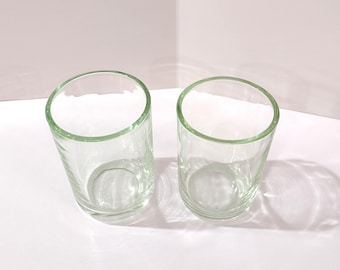 Vintage Handblown Green Glass Tumblers, Set of Two, Juice Glasses