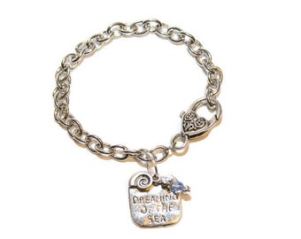 Dreaming of the Sea with Shell Stamped Silver Charm Bracelet