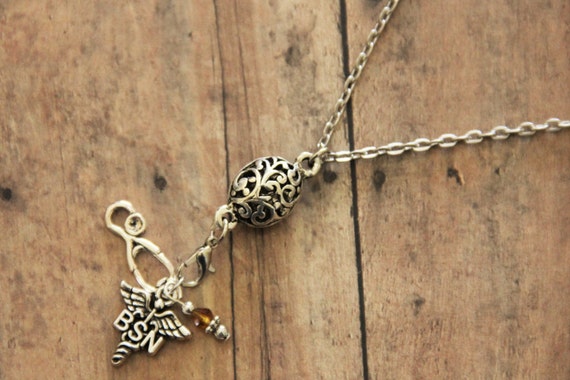 2 BSN Charms Bachelor of Science Nursing Antique Silver Tone SC5503