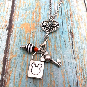 Disney Love Mickey Minnie Mouse Inspired Necklace - With Silver 24&quot; Chain