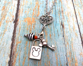 Disney Love Mickey Minnie Mouse Inspired Necklace - With Silver 24" Chain