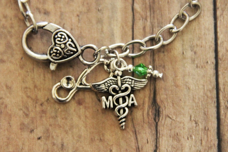 MA Medical Assistant Stethoscope Silver Charm Bracelet Etsy