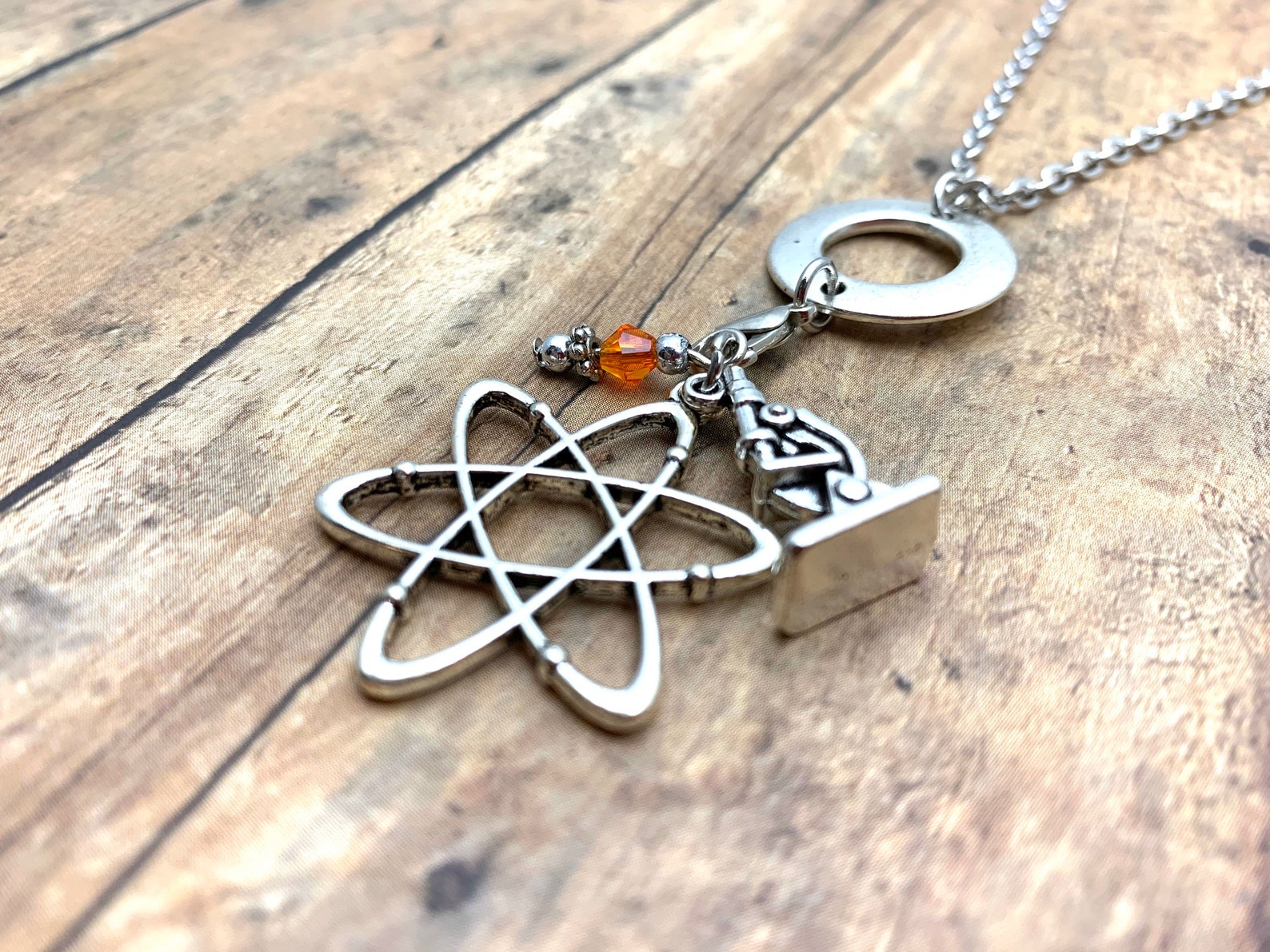 Fun Science Geek Chemistry Lab Atom Silver Charm Necklace Etsy